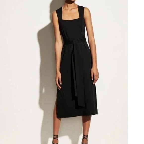 Vince Dresses & Skirts - NWT Vince black belted square neck midi sleeveless dress - L
